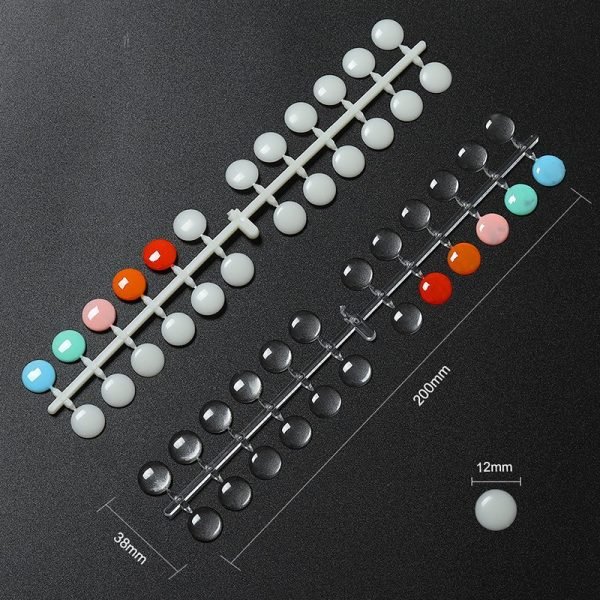 120 Tips Per Bag Round Shape Flat Back Nail Tips Color Chart Display With Adhesive Stickers-3