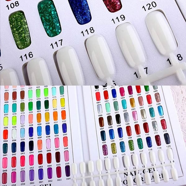 120Tips per Bag Flat Back Nail Tips For Making Nail Gel Polish Color Chart Book-8