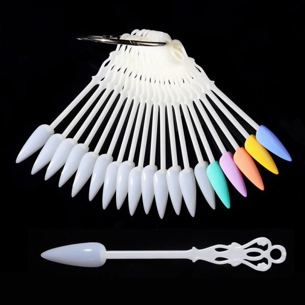 24 Tips per Set Stiletto And Coffin Tips Fan Shaped Nail Art Gel Polish Color Display-1