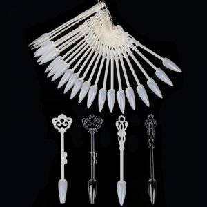 24 Tips per Set Stiletto And Coffin Tips Fan Shaped Nail Art Gel Polish Color Display