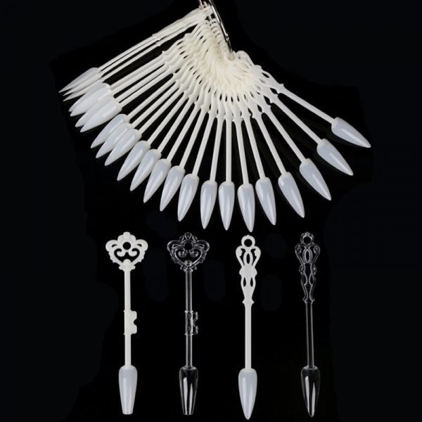 24 Tips per Set Stiletto And Coffin Tips Fan Shaped Nail Art Gel Polish Color Display