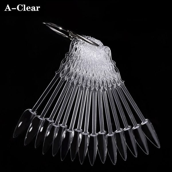 24 Tips per Set Stiletto And Coffin Tips Fan Shaped Nail Art Gel Polish Color Display-9