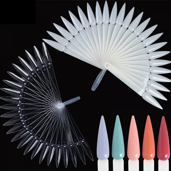 24 Tips per Set Stiletto Tips Fan Shaped Nail Art Gel Polish Color Display