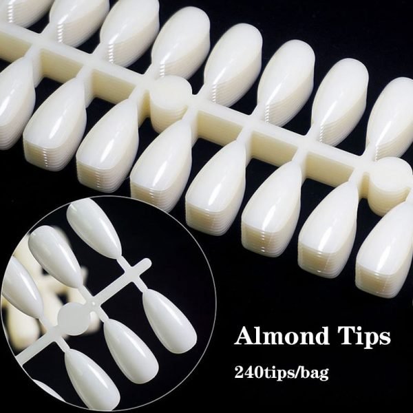 240Tips per Bag Almond Nail Tips For Displaying Gel Polish Color And Designs