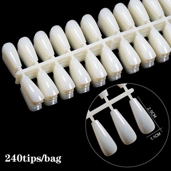 240Tips per Bag Coffin Ballerina Nail Tips For Displaying Gel Polish Color And Designs-1
