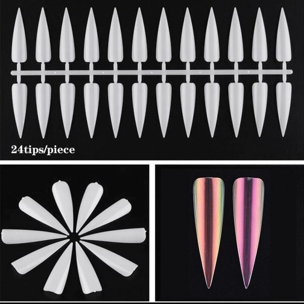 240Tips per Bag Sharp Stiletto Nail Tips For Displaying Gel Polish Color And Designs-1