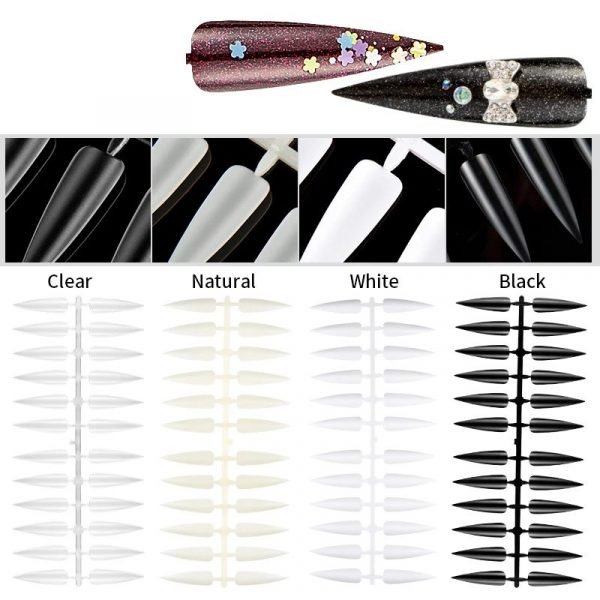 240Tips per Bag Sharp Stiletto Nail Tips For Displaying Gel Polish Color And Designs-5