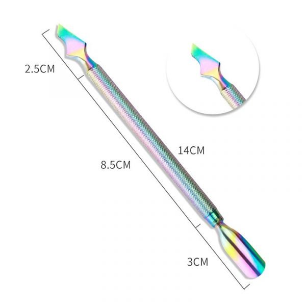 4 Designs Rainbow Color Stainless Steel Manicure Pedicure Remover Tool Cuticle Pusher-4