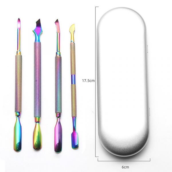 4 Different Types Rainbow Color Dead Skin Cuticler Pusher In Box-10