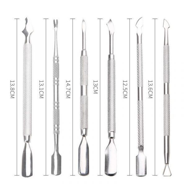 5 Designs Silver Stainless Steel Manicure Pedicure Remover Tool Cuticle Pusher-2