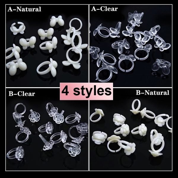 50 PCS per pack Nail Art Butterfly And Rose Ring Style Tips For Color Display-3