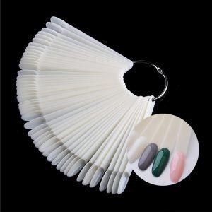 50PCS per Set Oval Nail Tips Fan Shaped Color Display Card Practice Sticks