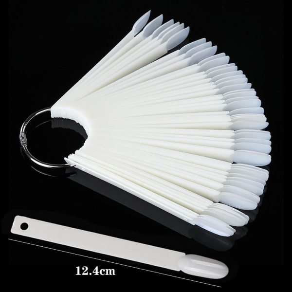 50PCS per Set Oval Nail Tips Fan Shaped Color Display Card Practice Sticks-2