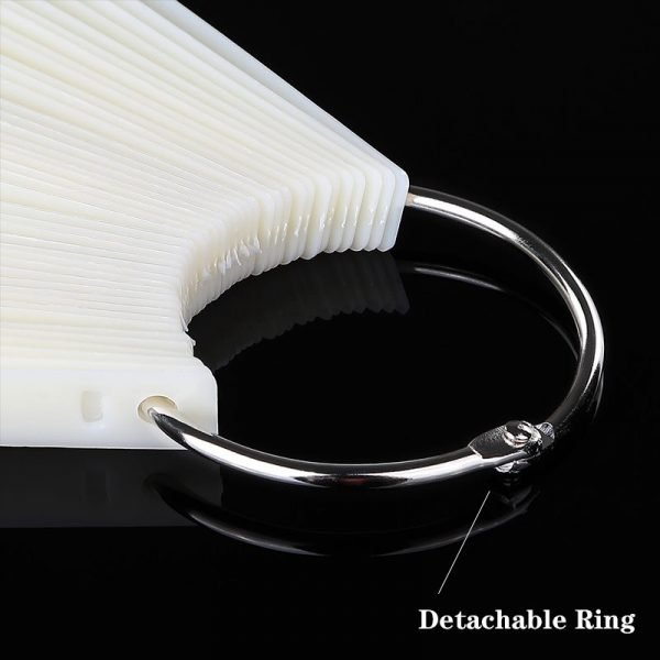 50PCS per Set Oval Nail Tips Fan Shaped Color Display Card Practice Sticks-4