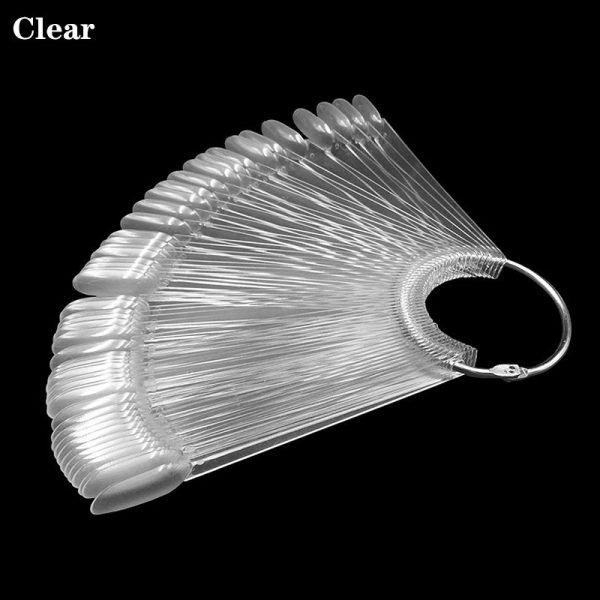50PCS per Set Oval Nail Tips Fan Shaped Color Display Card Practice Sticks-8