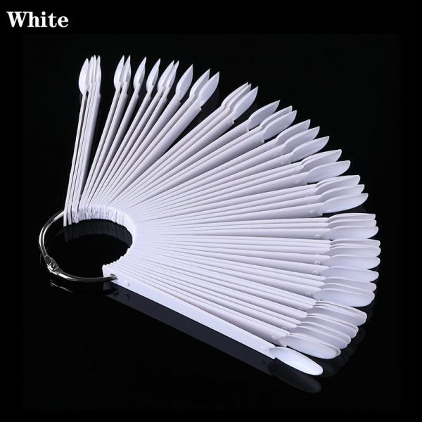 50PCS per Set Oval Nail Tips Fan Shaped Color Display Card Practice Sticks-9