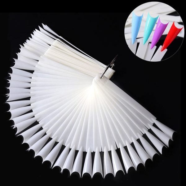 50Pcs per Set Fan Shaped French False Nail Art Tips Gel Polish Display