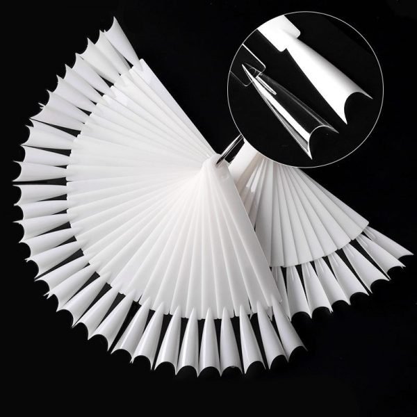50Pcs per Set Fan Shaped French False Nail Art Tips Gel Polish Display-2
