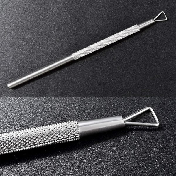 Gel Polish Remover Tools Triangle Head Stainless Steel Nail Cuticle Pusher-2