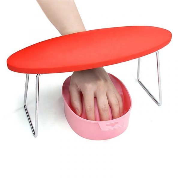 Microfiber Leather Nail Cushion Pillow With Two Holders-8