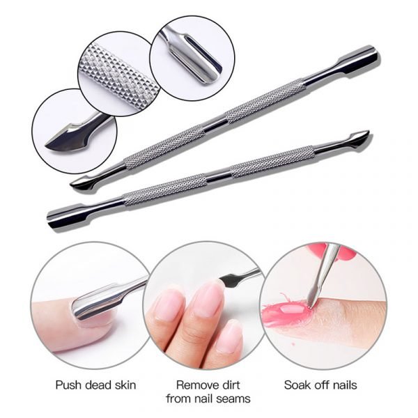 Stainless Steel Nail Cuticle Pusher Remover-1