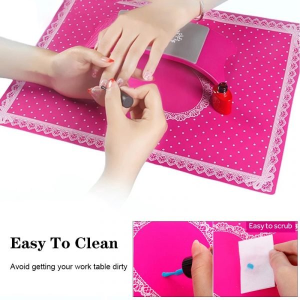 Washable Foldable Silicone Pillow Hand Holder Lace Table Mat Pad-3