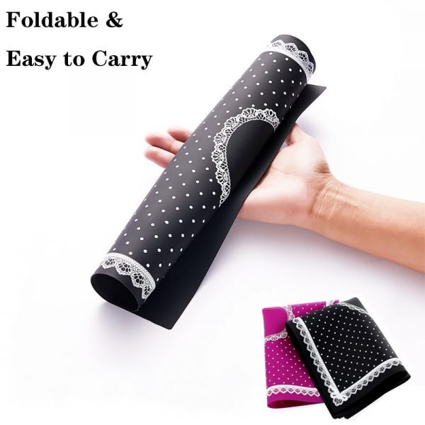 Washable Foldable Silicone Pillow Hand Holder Lace Table Mat Pad-4