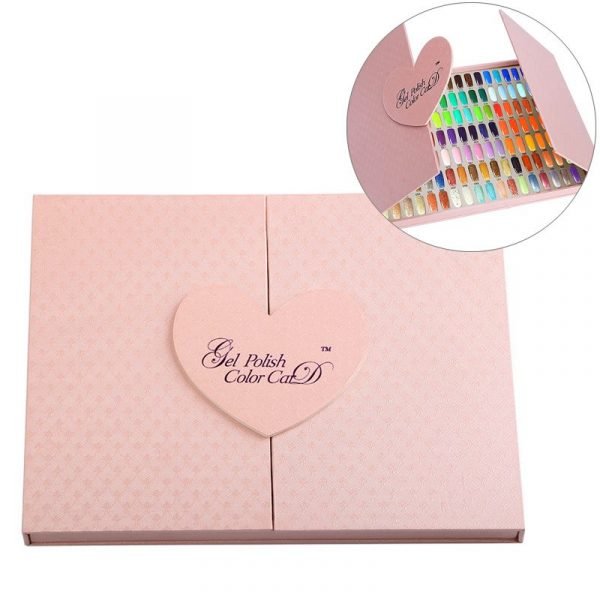 126 Colors Embedded Style Heart Design Nail Art Color Chart Display Book