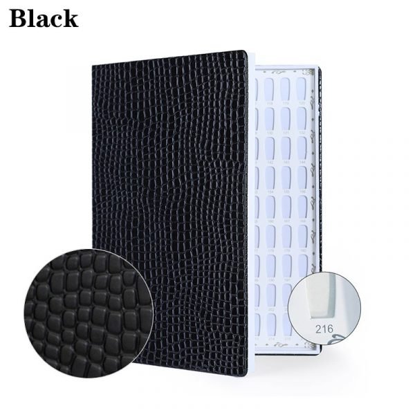 216 Colors Embedded Style Alligator Pattern Delicate PU Leather Nail Art Color Chart Display Book-10
