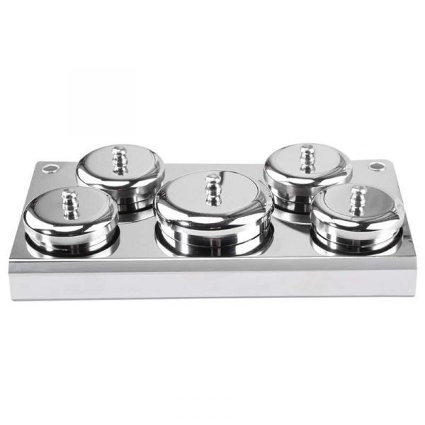 5Cups In 1 Manicure Acrylic Powder Liquid Container Stainless Acrylic Dappen Dish-1