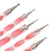5Pcs per Set 2 Way Pink Acrylic Handle Dotting Marbleizing Pen Tool Set-1
