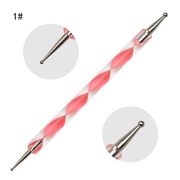 5Pcs per Set 2 Way Pink Acrylic Handle Dotting Marbleizing Pen Tool Set-3
