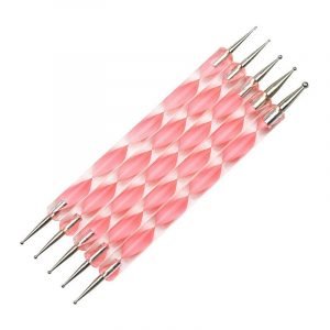 5Pcs per Set 2 Way Pink Acrylic Handle Dotting Marbleizing Pen Tool Set