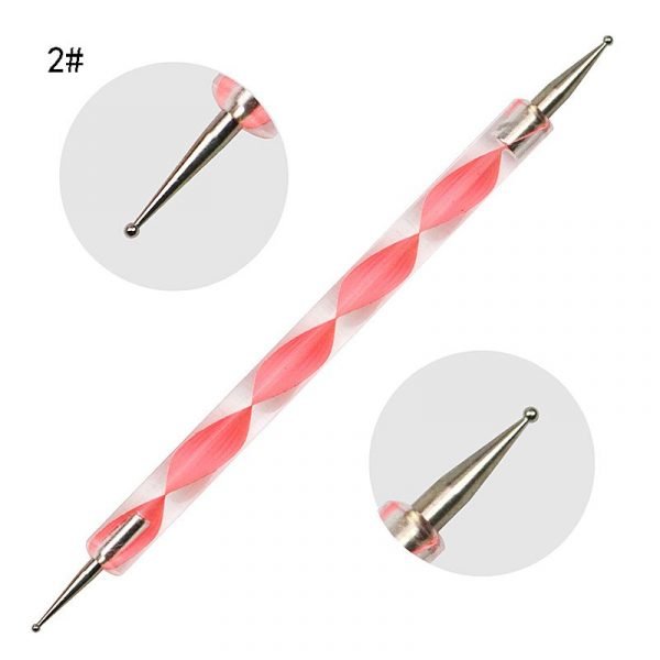 5Pcs per Set 2 Way Pink Acrylic Handle Dotting Marbleizing Pen Tool Set-4