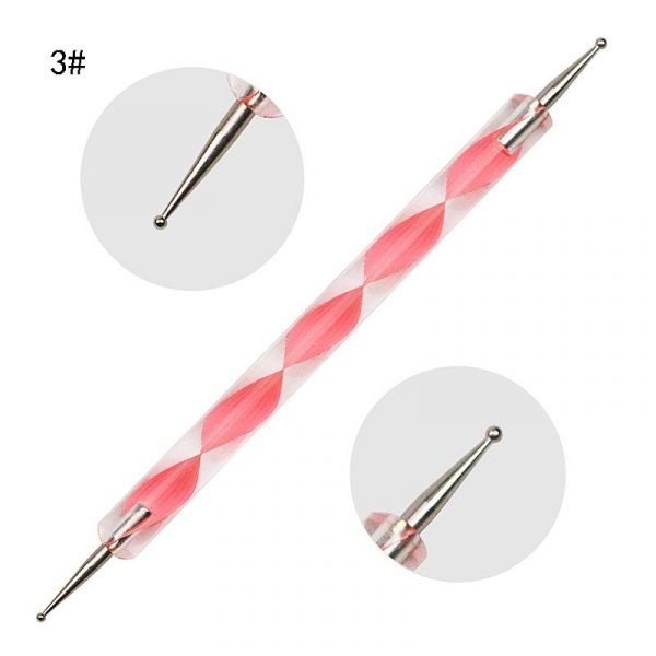 5Pcs per Set 2 Way Pink Acrylic Handle Dotting Marbleizing Pen Tool Set-5