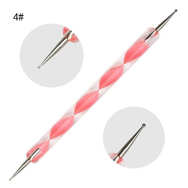 5Pcs per Set 2 Way Pink Acrylic Handle Dotting Marbleizing Pen Tool Set-6