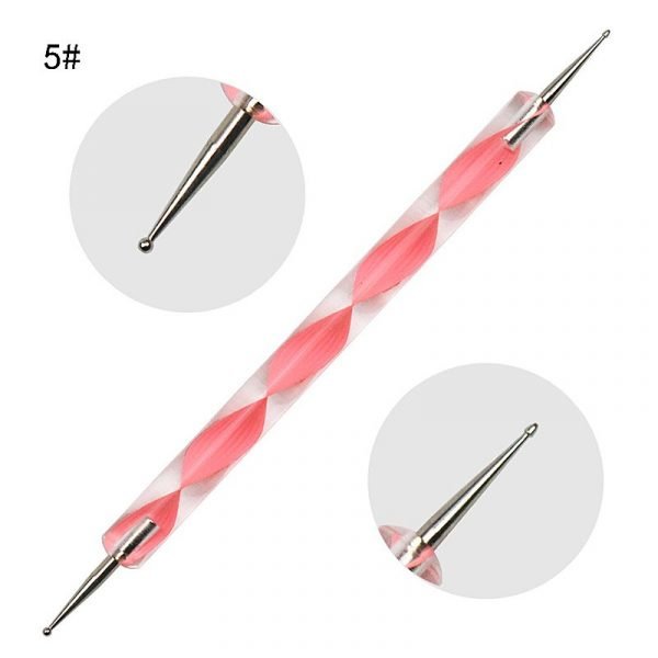 5Pcs per Set 2 Way Pink Acrylic Handle Dotting Marbleizing Pen Tool Set-7
