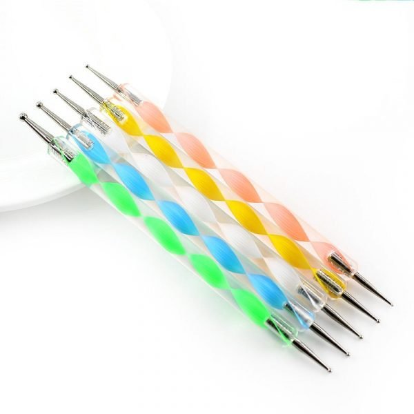5Pcs per Set 2 Way Spiral Pattern Acrylic Handle Dotting Marbleizing Pen Tool Set-1