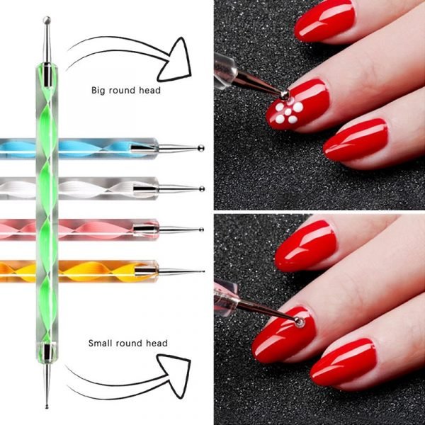 5Pcs per Set 2 Way Spiral Pattern Acrylic Handle Dotting Marbleizing Pen Tool Set-5