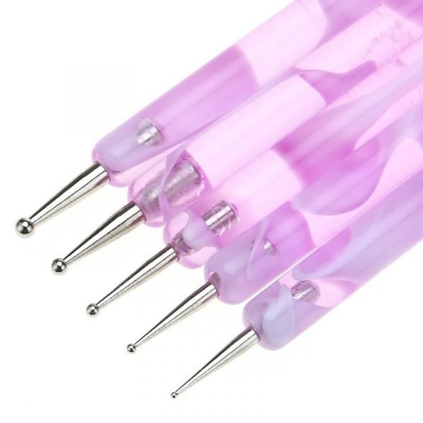 5Pcs per Set 2 Way Spray Pattern Acrylic Handle Dotting Marbleizing Pen Tool Set-1