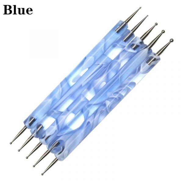 5Pcs per Set 2 Way Spray Pattern Acrylic Handle Dotting Marbleizing Pen Tool Set-10