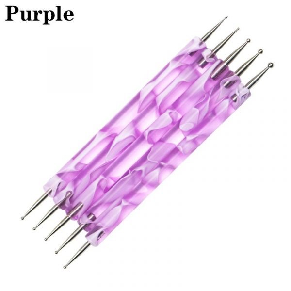 5Pcs per Set 2 Way Spray Pattern Acrylic Handle Dotting Marbleizing Pen Tool Set-11