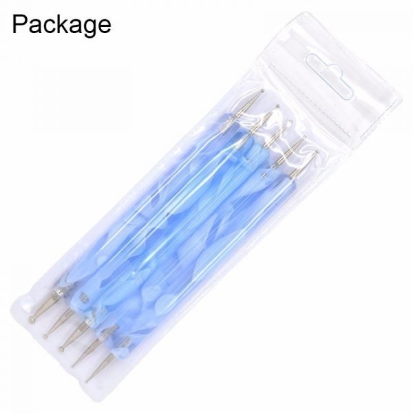 5Pcs per Set 2 Way Spray Pattern Acrylic Handle Dotting Marbleizing Pen Tool Set-9