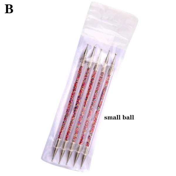 5pcs per set Acrylic Handle With Pearl Ball Inside 2 Way Marbleizing Dotting Pen Set-10