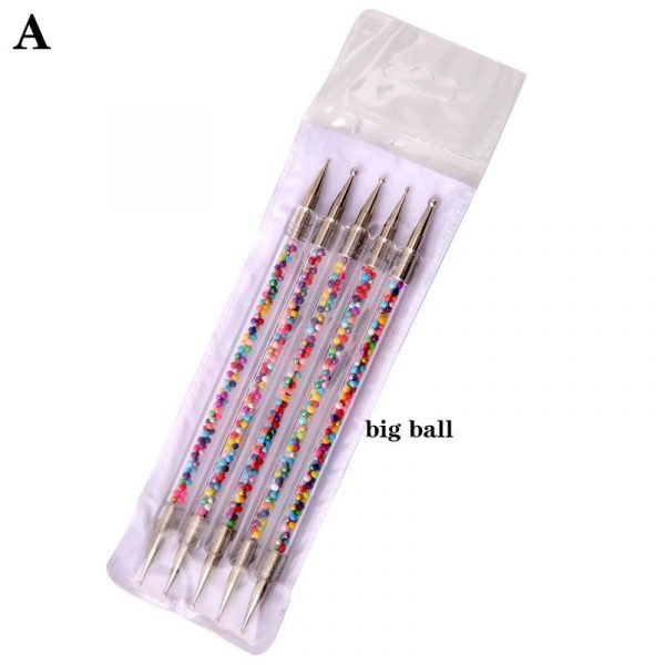 5pcs per set Acrylic Handle With Pearl Ball Inside 2 Way Marbleizing Dotting Pen Set-9