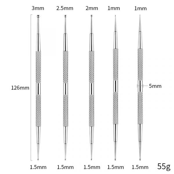 5pcs per set Stainless Steel Handle 2 Way Marbleizing Dotting Pen Set-10