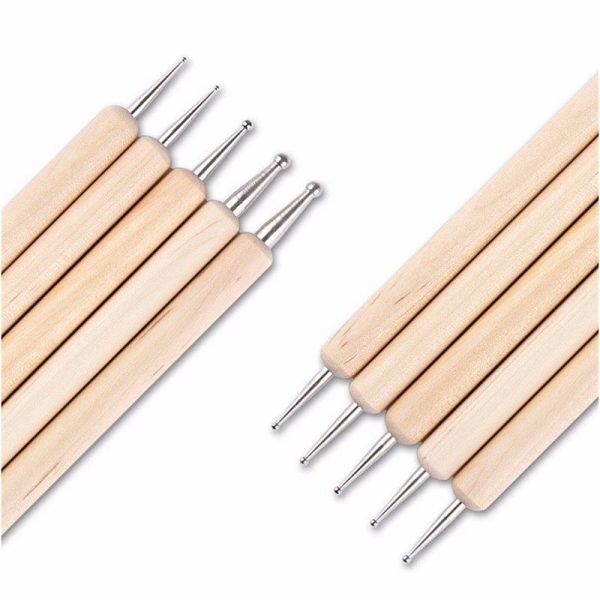 5pcs per set Wooden 2 Way Marbleizing Dotting Pen Set-1