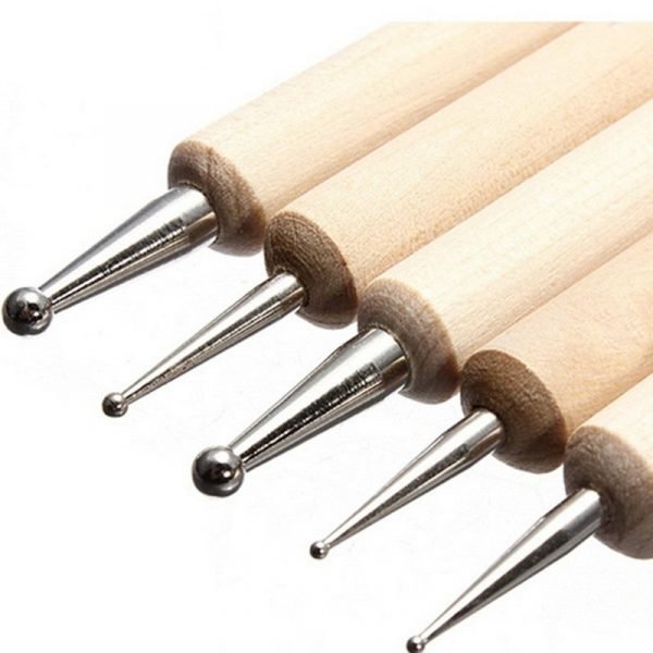 5pcs per set Wooden 2 Way Marbleizing Dotting Pen Set-3