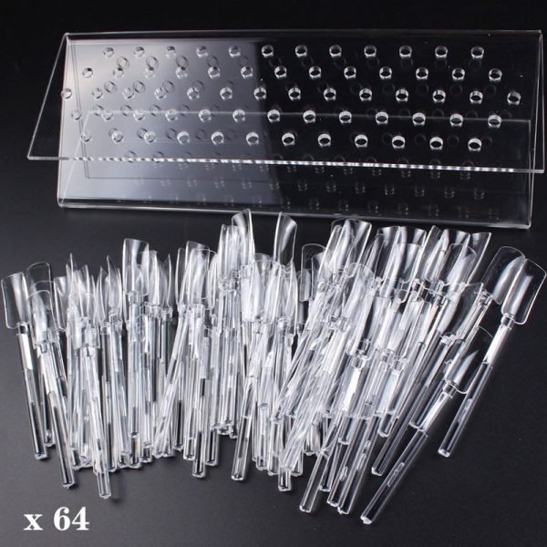 64 Holes Nail Art Salon Color Display Stand Rack With 64 Color Sticks Set-5