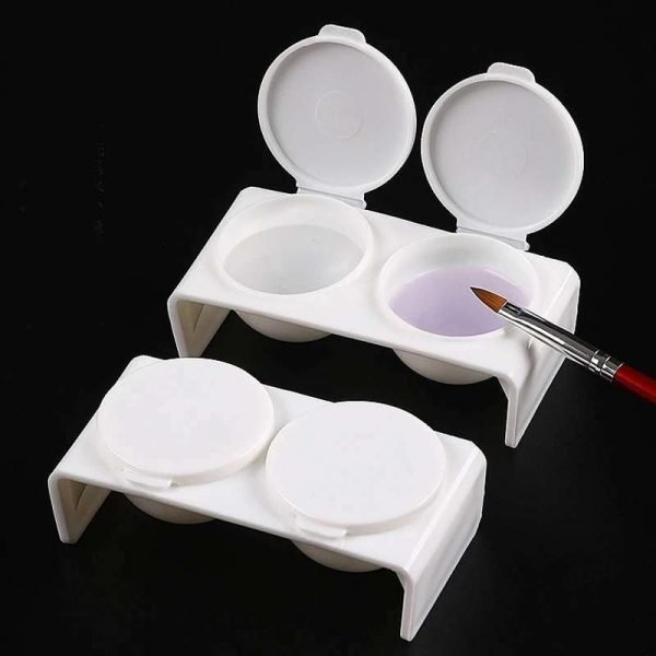 Double Cups Plastic Dappen Dish for Nail Art Acrylic Liquid Powder-3